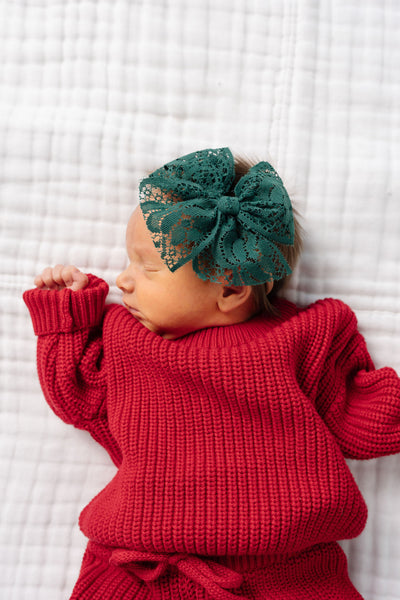 Lace Bow - Evergreen