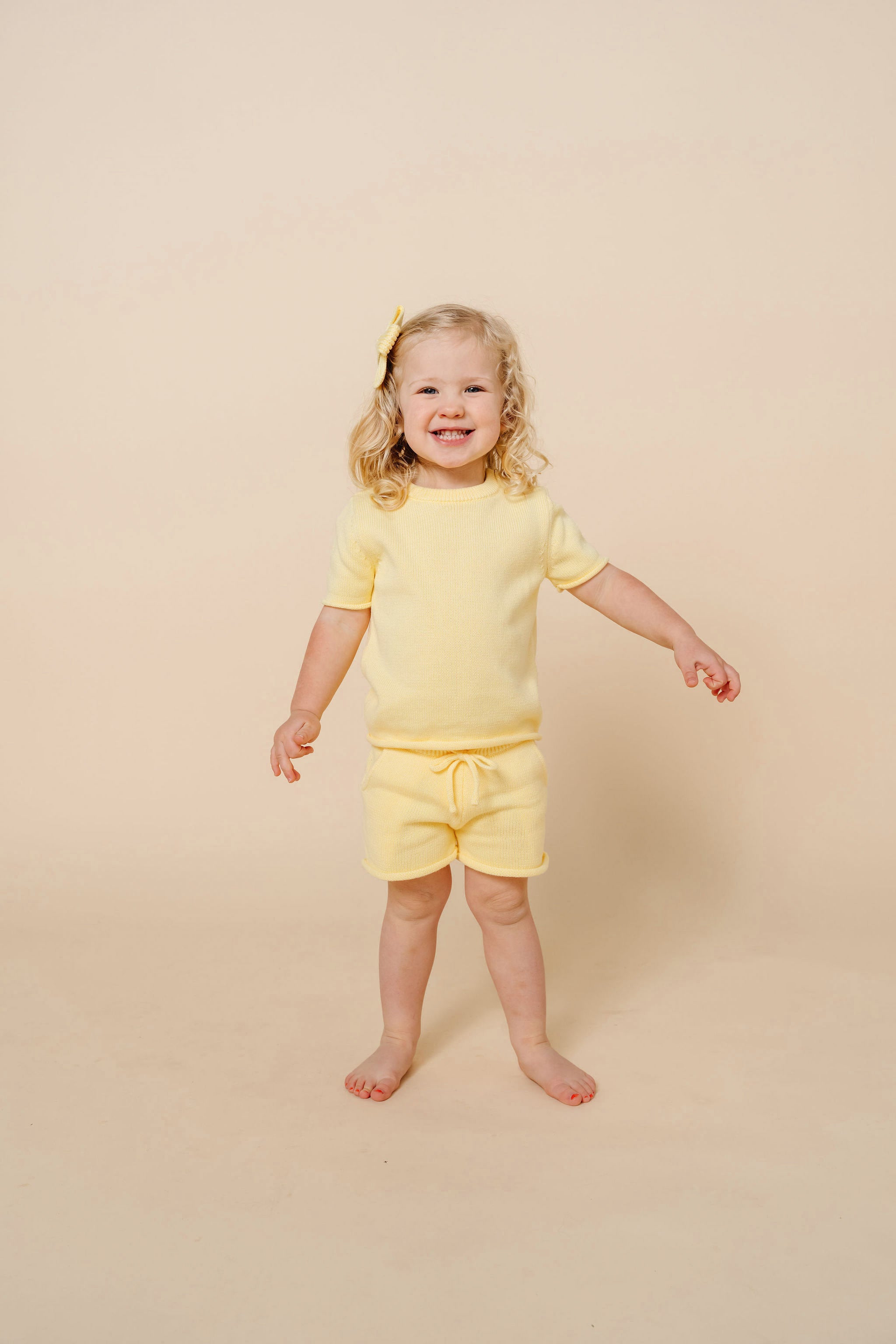Knit Shirt + Short Set - Butter Yellow