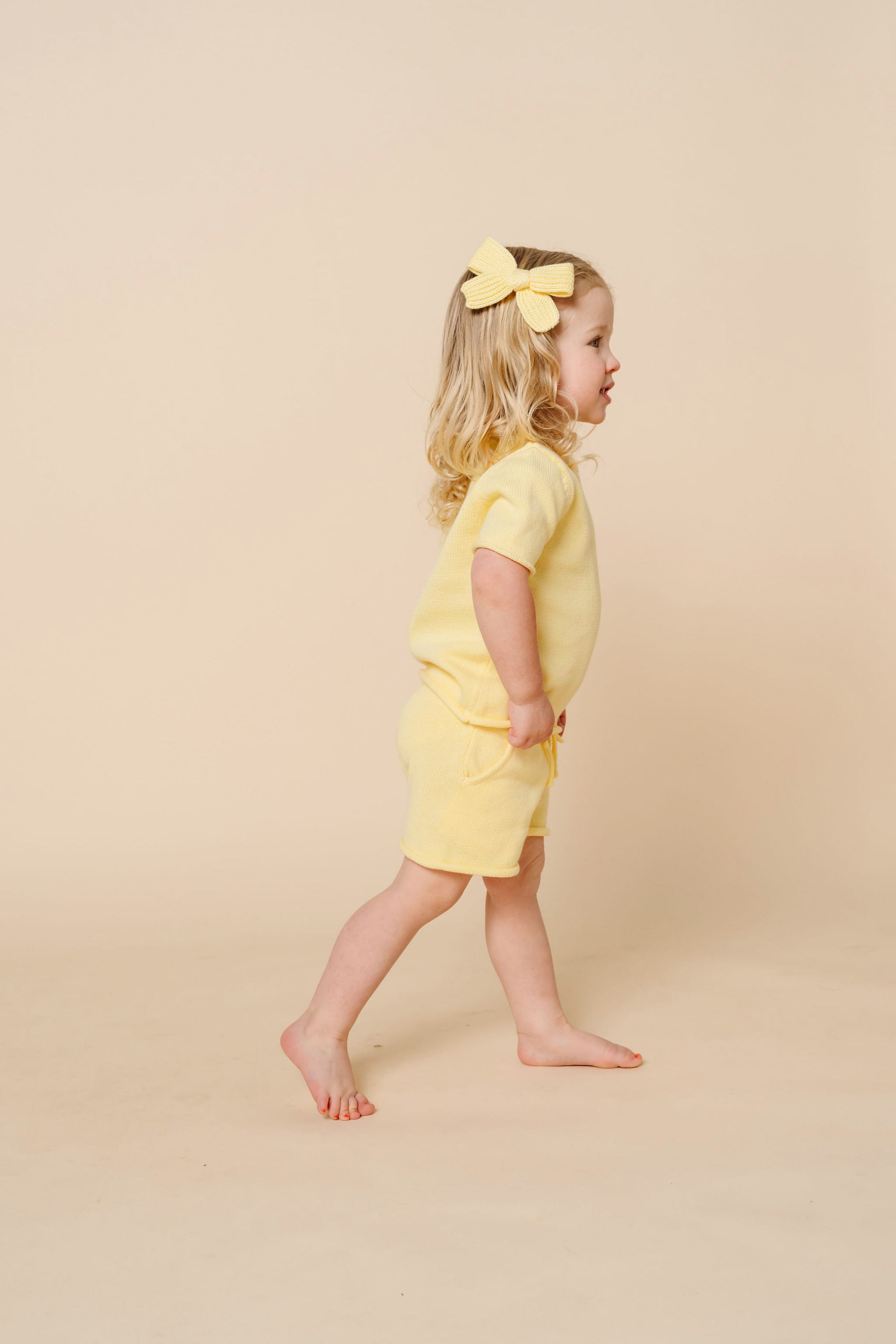 Knit Shirt + Short Set - Butter Yellow