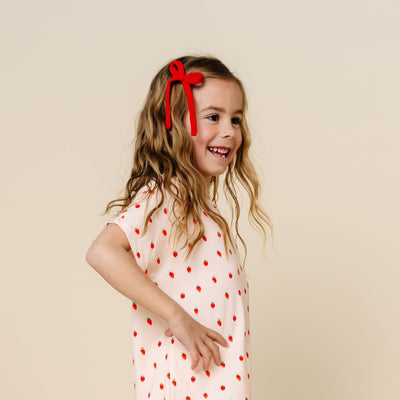 Sweater Bow - Red Knit Sash Clip