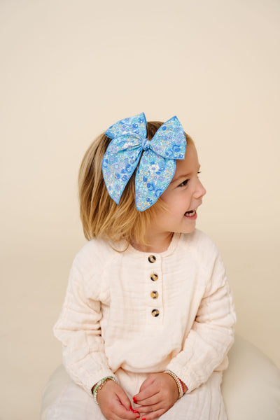 Heirloom Bow - Blue Floral Clip