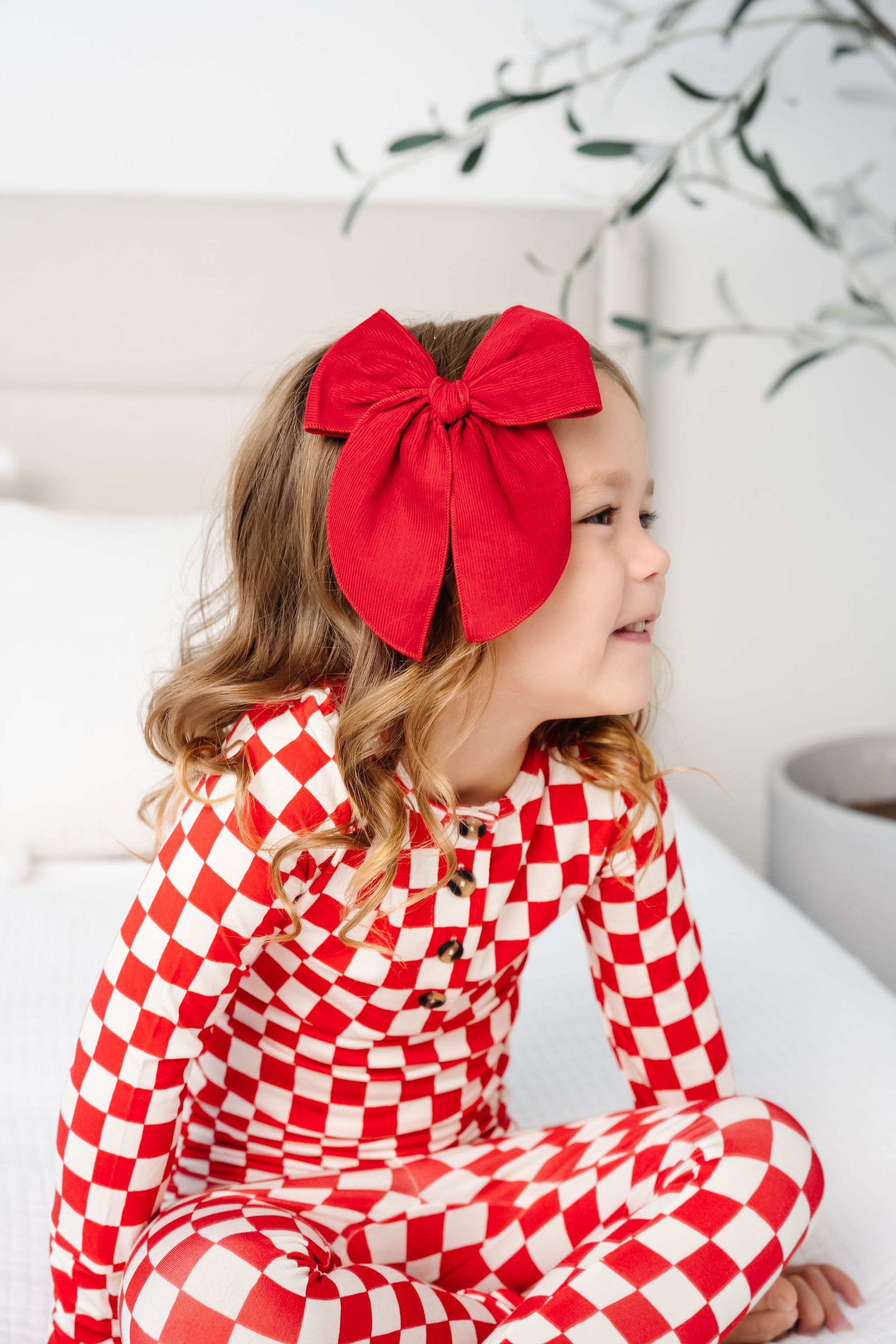 Heirloom Bow - Red Corduroy Clip