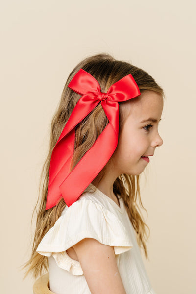 Satin Bow - Cherry Sash Clip