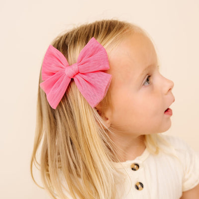 Tulle Bow - Strawberry Clip