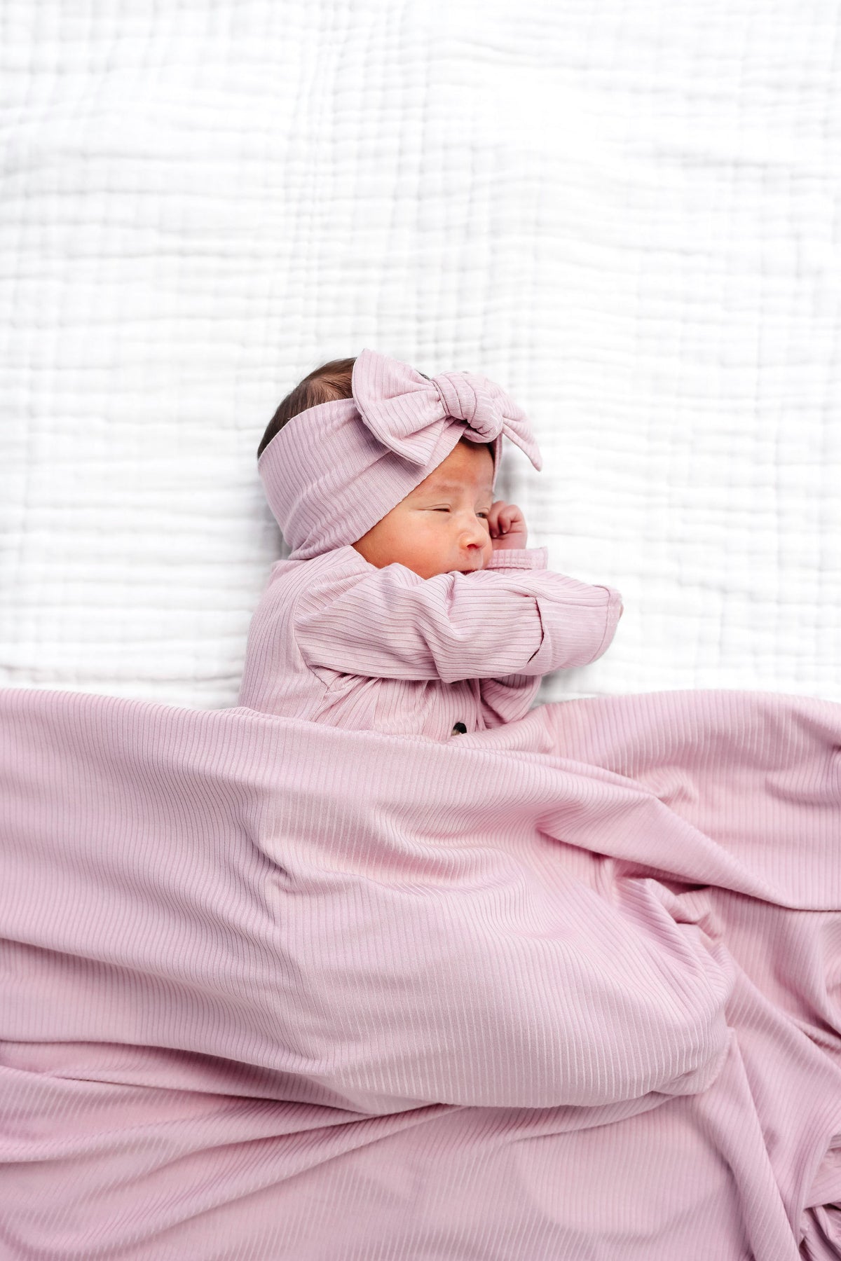 Haven Ribbed Newborn Headband Bundle + Knotted Gown