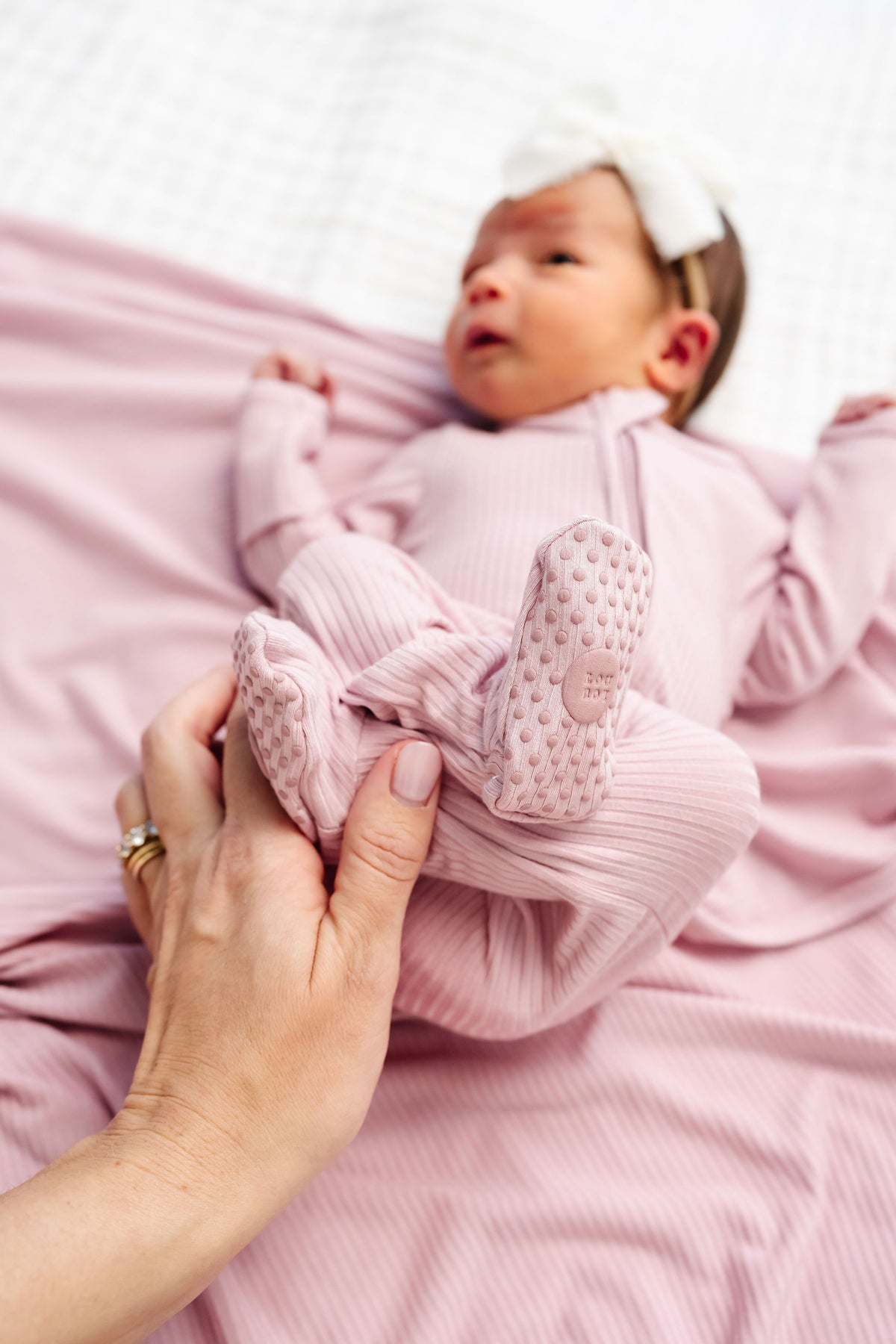 Haven Ribbed Newborn Headband Bundle + Zipper Footie