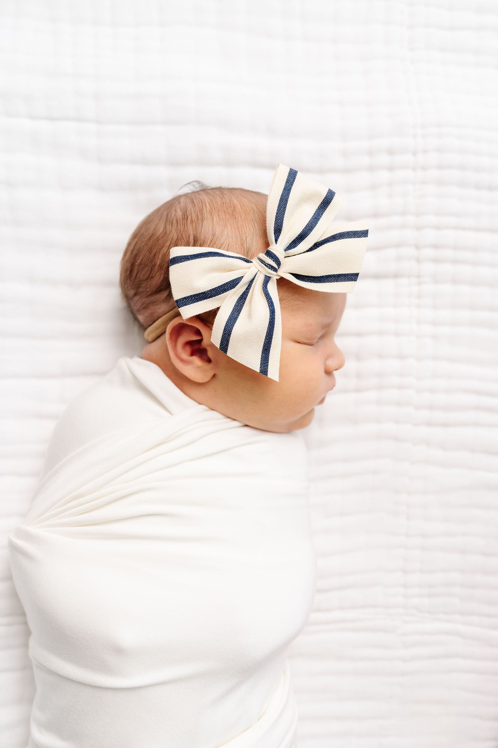 Ribbon Bow - Navy Stripe