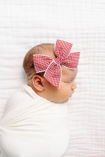Ribbon Bow - Cherry Gingham