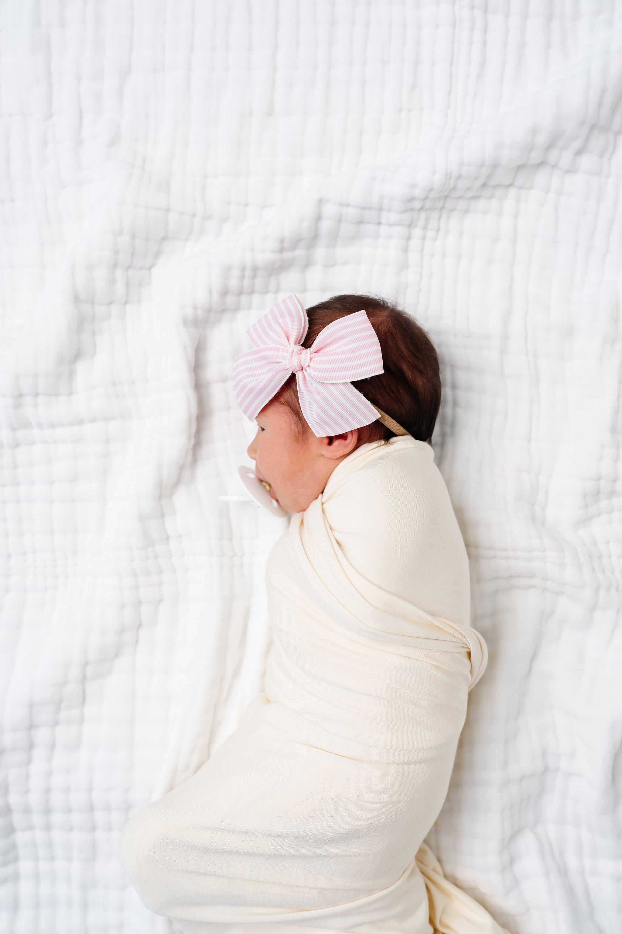 Ribbon Bow - Pink Stripe Headband