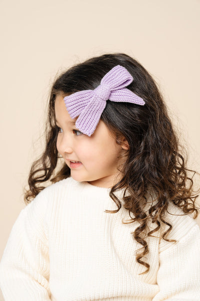 Sweater Bow - Lilac Chunky Knit Clip
