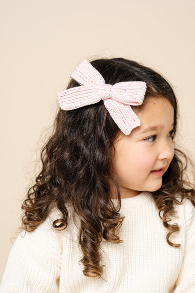 Sweater Bow - Blossom Speckle Chunky Knit Clip