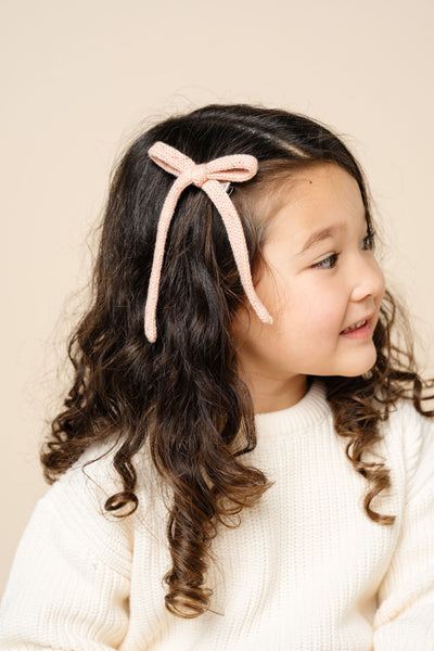 Sweater Bow - Petal Speckle Knit Sash Clip