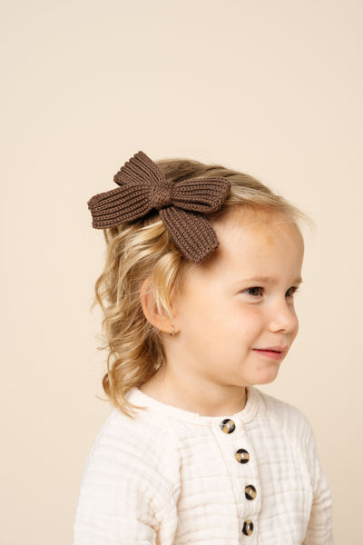 Sweater Bow - Cocoa Chunky Knit Clip