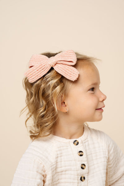 Sweater Bow - Petal Speckle Chunky Knit Clip