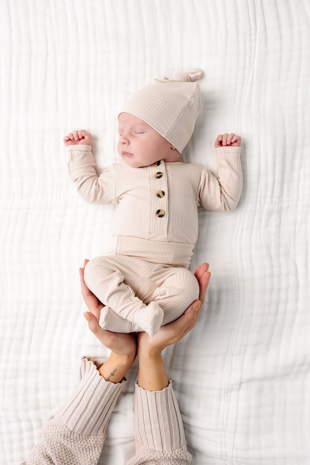 Cove Ribbed Newborn Hat Bundle + Top + Bottoms