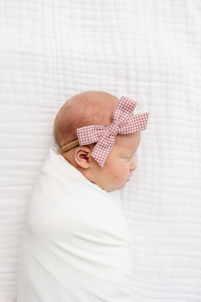 Classic Bow - Berry Gingham Petite Headband