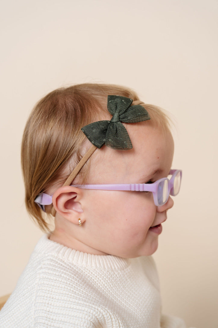 Tulle Bow - Olive Dot