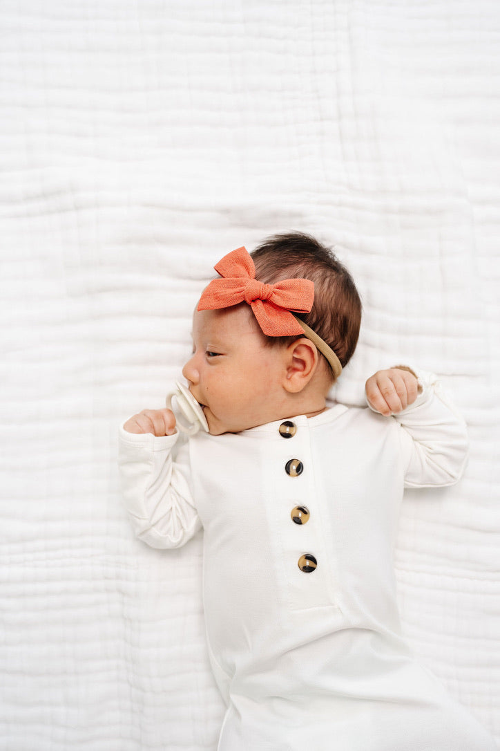 Linen Bow - Persimmon Headband