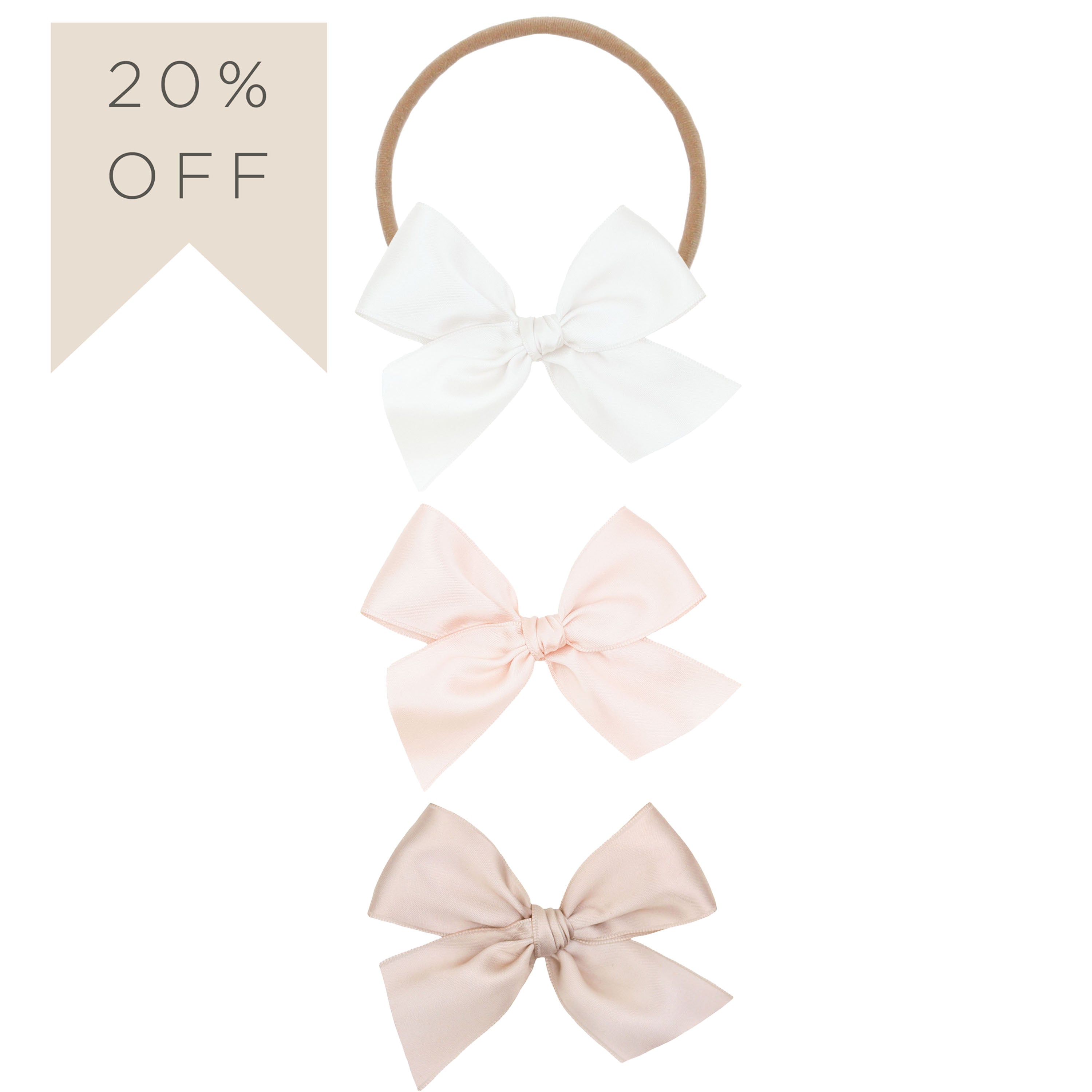 Satin Bow 3 Pack: Blush