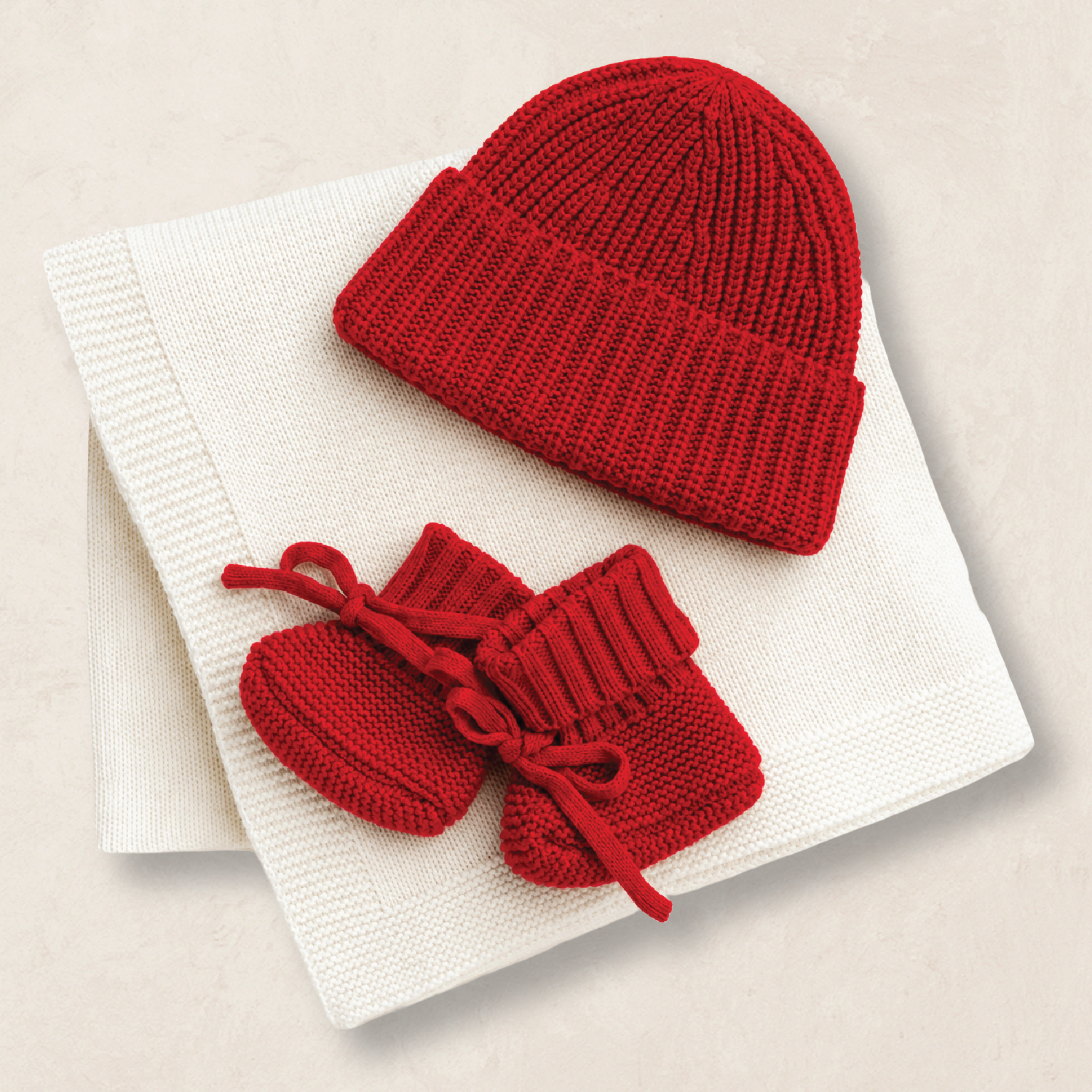 Pre-Order: Knit Beanie Bundle - Red/Ivory