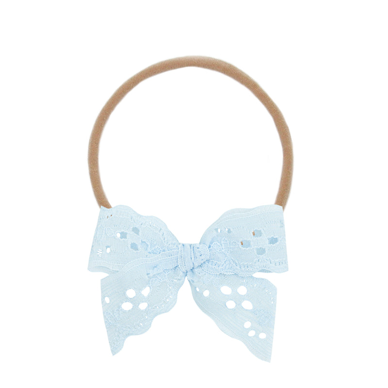 Lace Bow - Baby Blue Eyelet