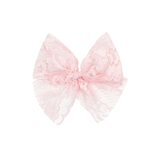 Lace Bow - Powder Pink Clip