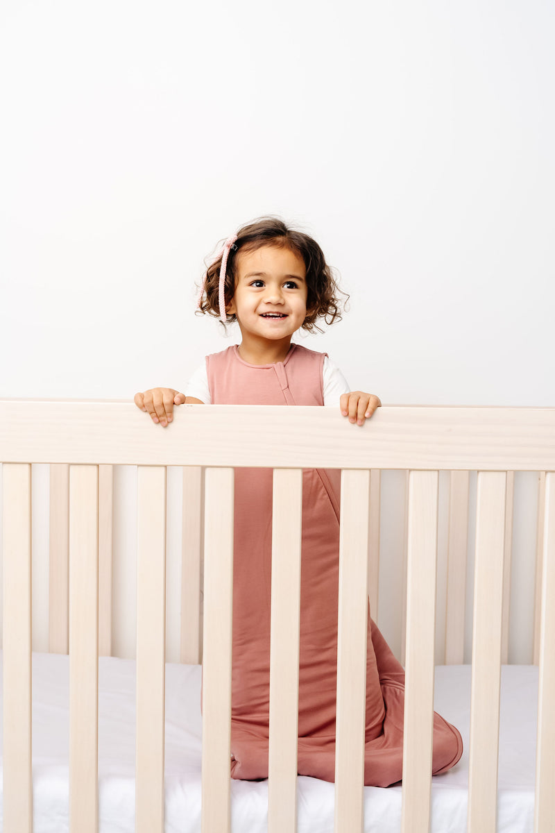 blakely sleep sack toddler girl wearing 12-24 month standing in crib