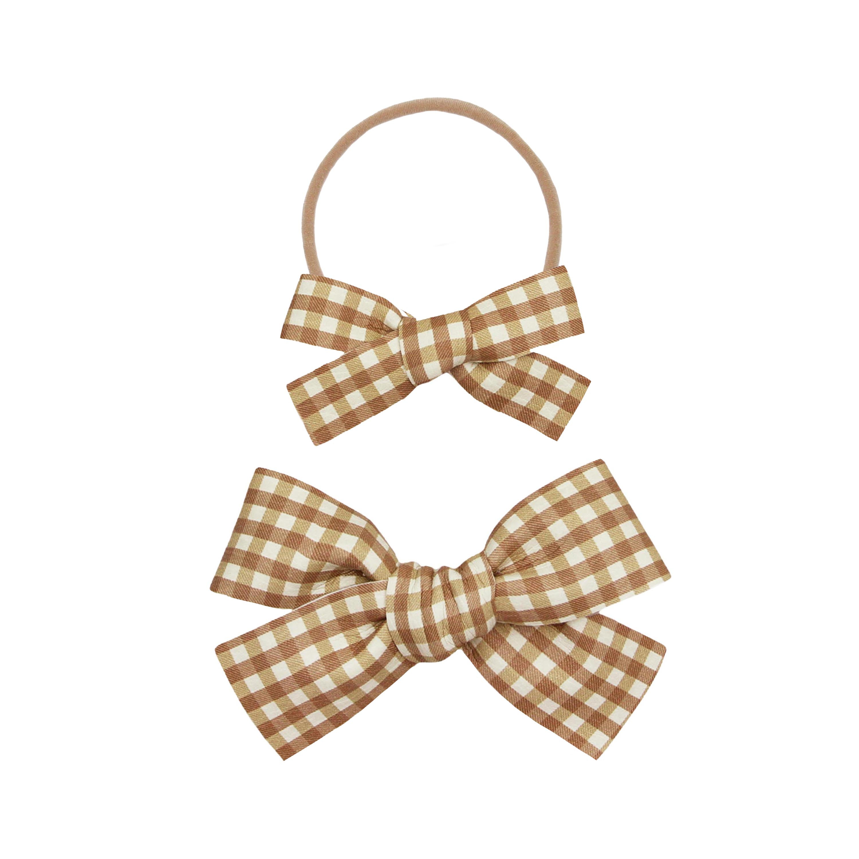 Leather - Bronze Check Bow