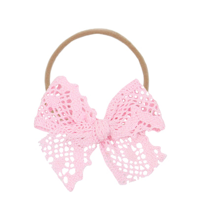 Lace Bow - Bubblegum Crochet Headband