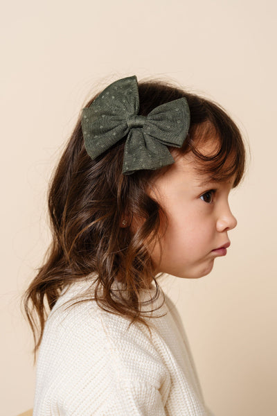 Tulle Bow - Olive Dot