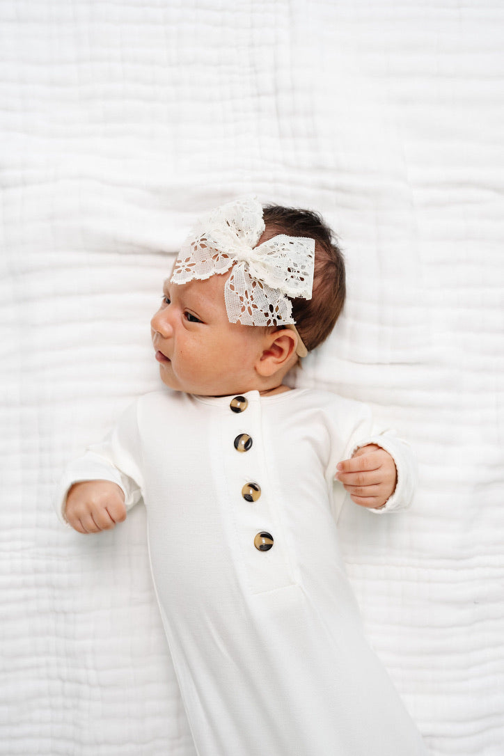Lace Bow - Ivory Daisy Headband