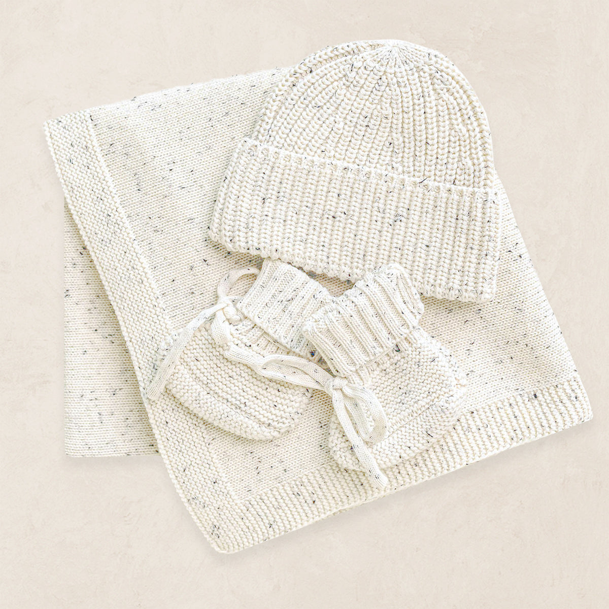 Knit Beanie Bundle - Cream Speckle