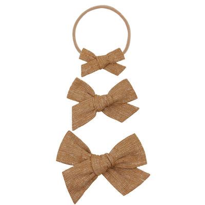 Linen Bow - Cinnamon Chambray Headband