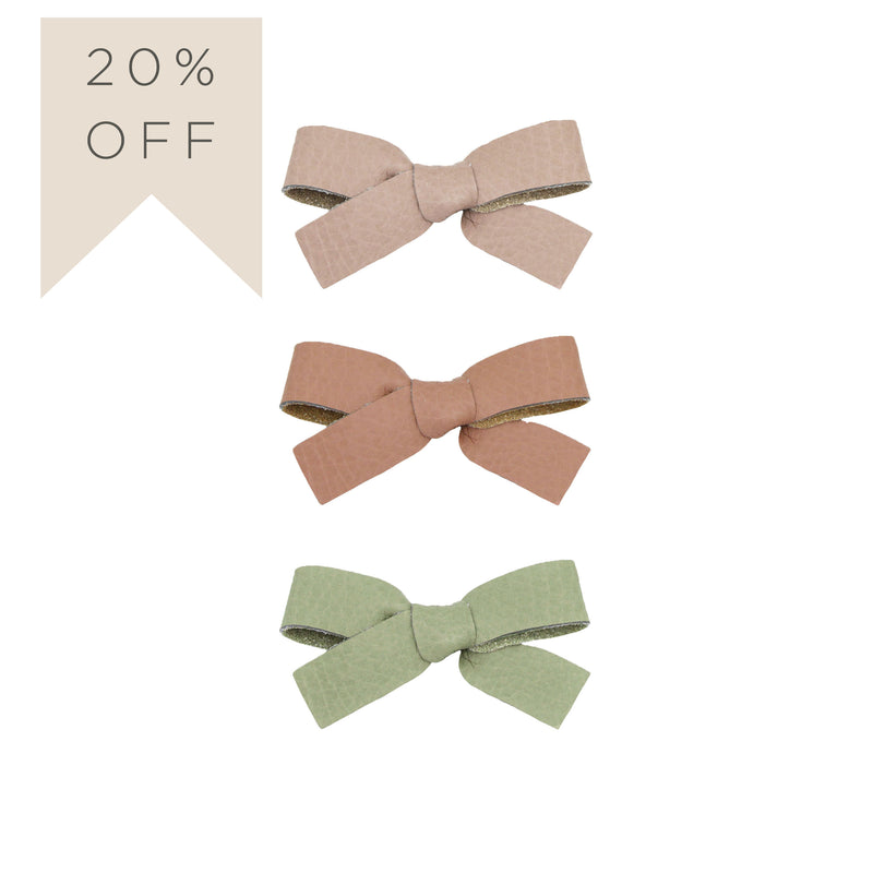 Leather 3 Pack - Sienna Bow Clips