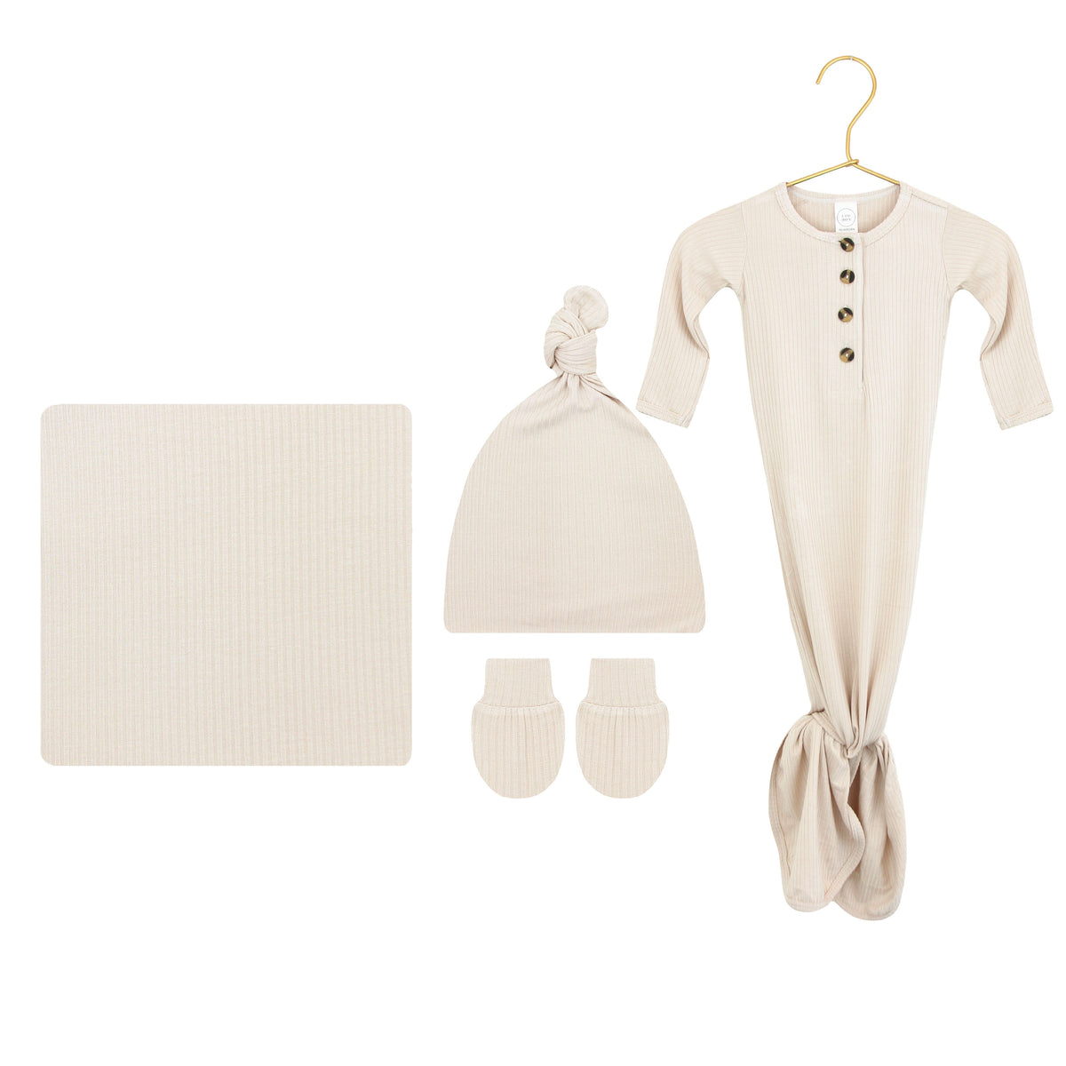 Cove Ribbed Newborn Hat Bundle + Knotted Gown