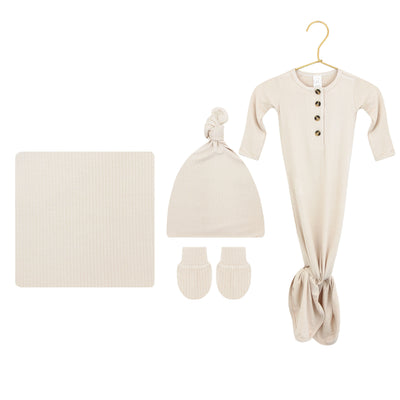 Cove Ribbed Newborn Hat Bundle + Knotted Gown