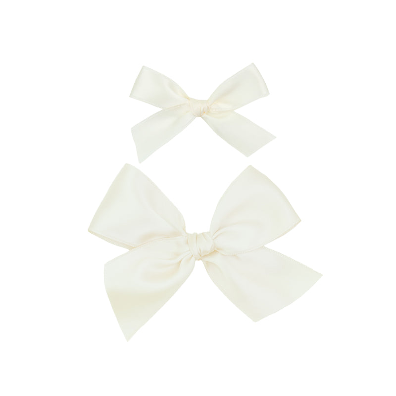 Satin Bow - Cream Clip