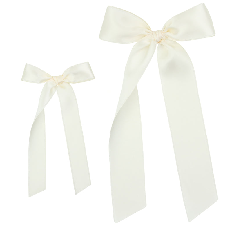 Satin Bow - Cream Sash Clip