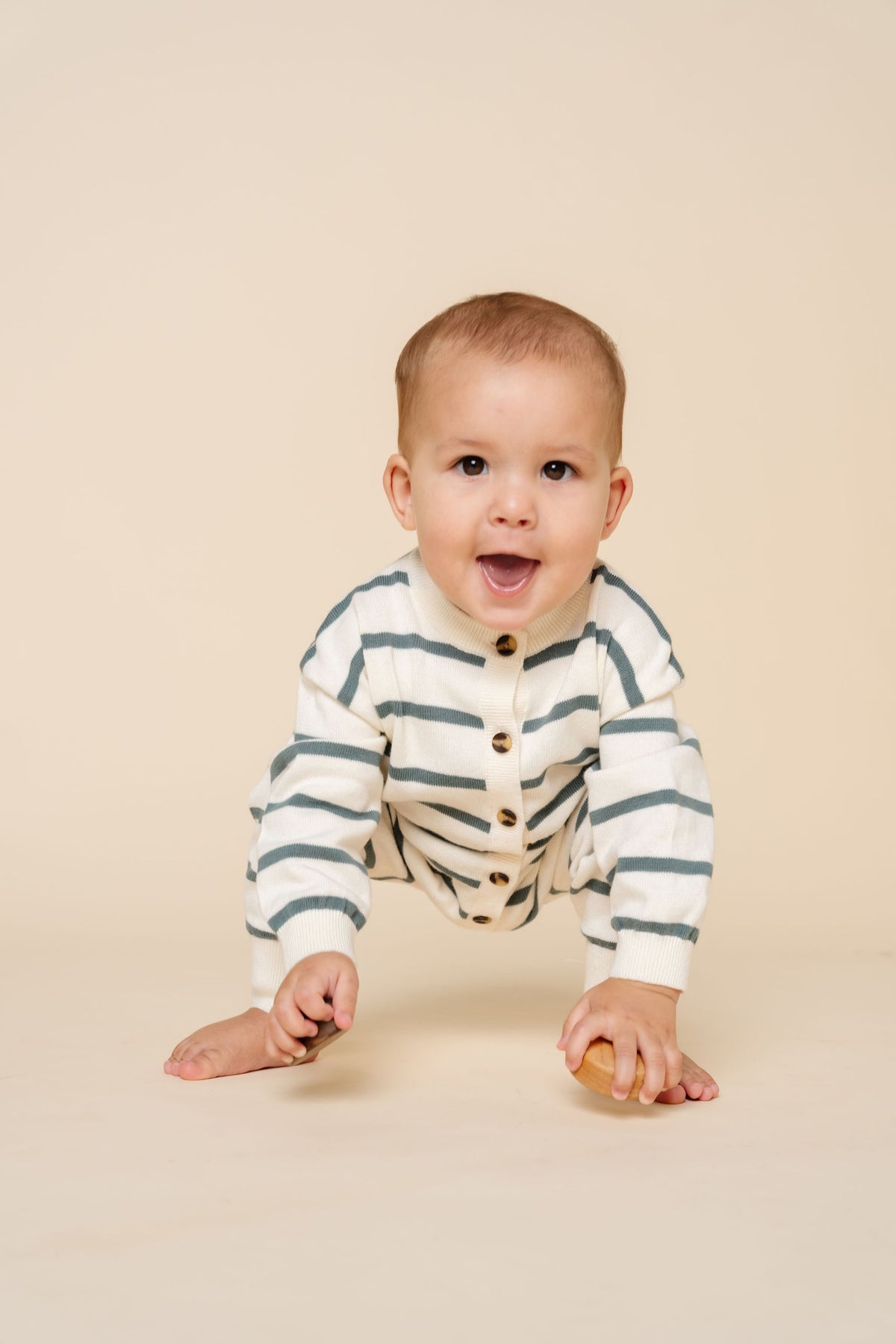 Knit Long Sleeve Onesie - Ocean Stripe