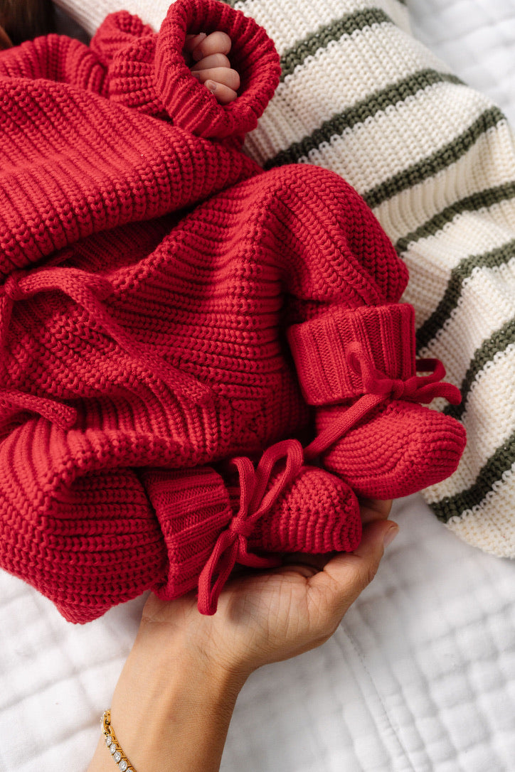 Knit Booties - Red