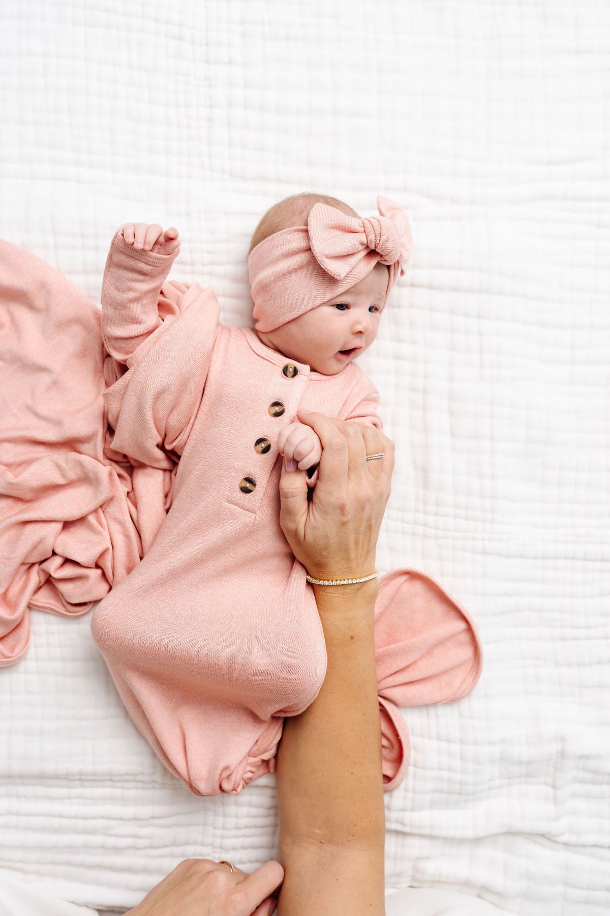 Piper Plush Knit Newborn Headband Bundle + Knotted Gown