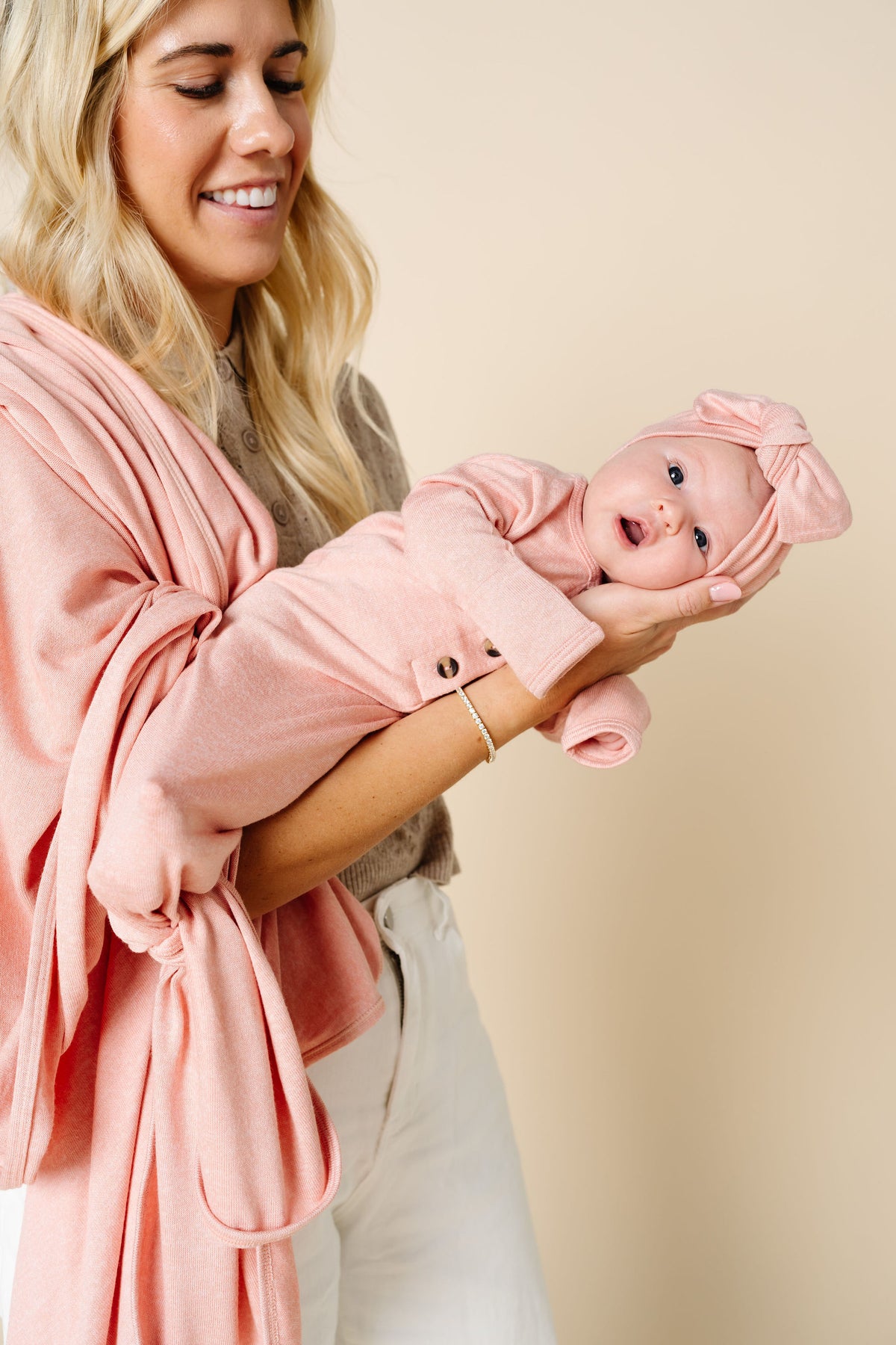 Piper Plush Knit Newborn Headband Bundle + Knotted Gown