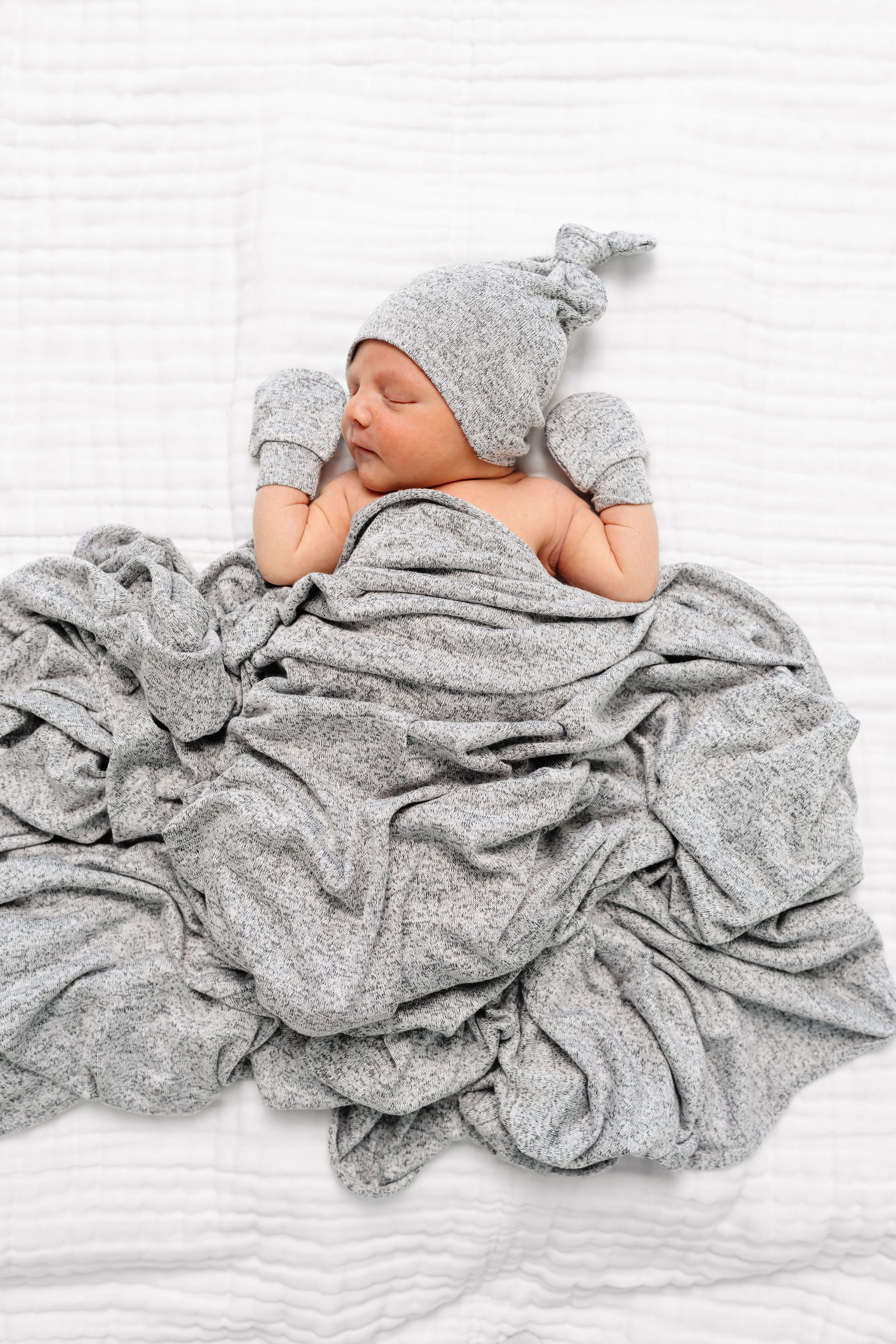 Sam Plush Knit Newborn Hat Bundle + Top + Bottoms