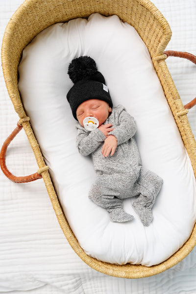 Sam Plush Knit Newborn Hat Bundle + Zipper Footie