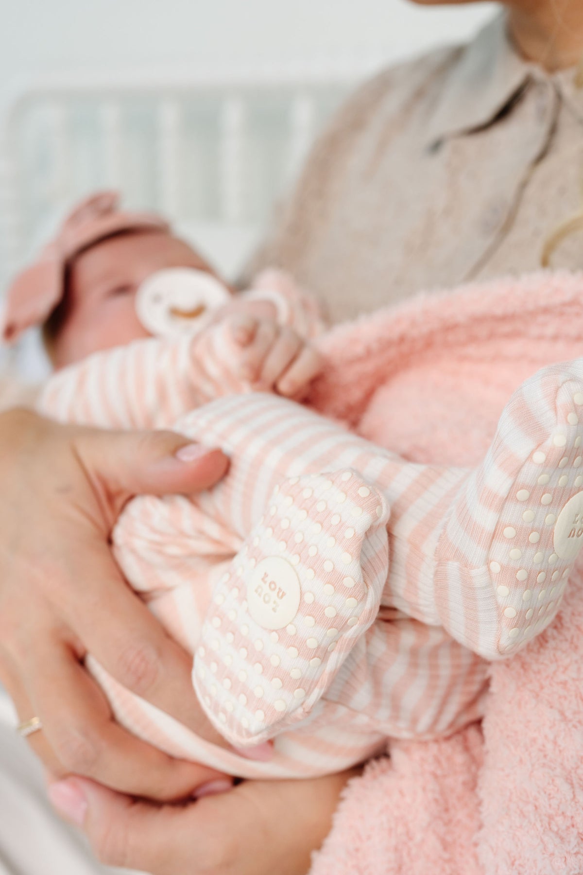 Harper Ribbed Newborn Headband Bundle + Zipper Footie