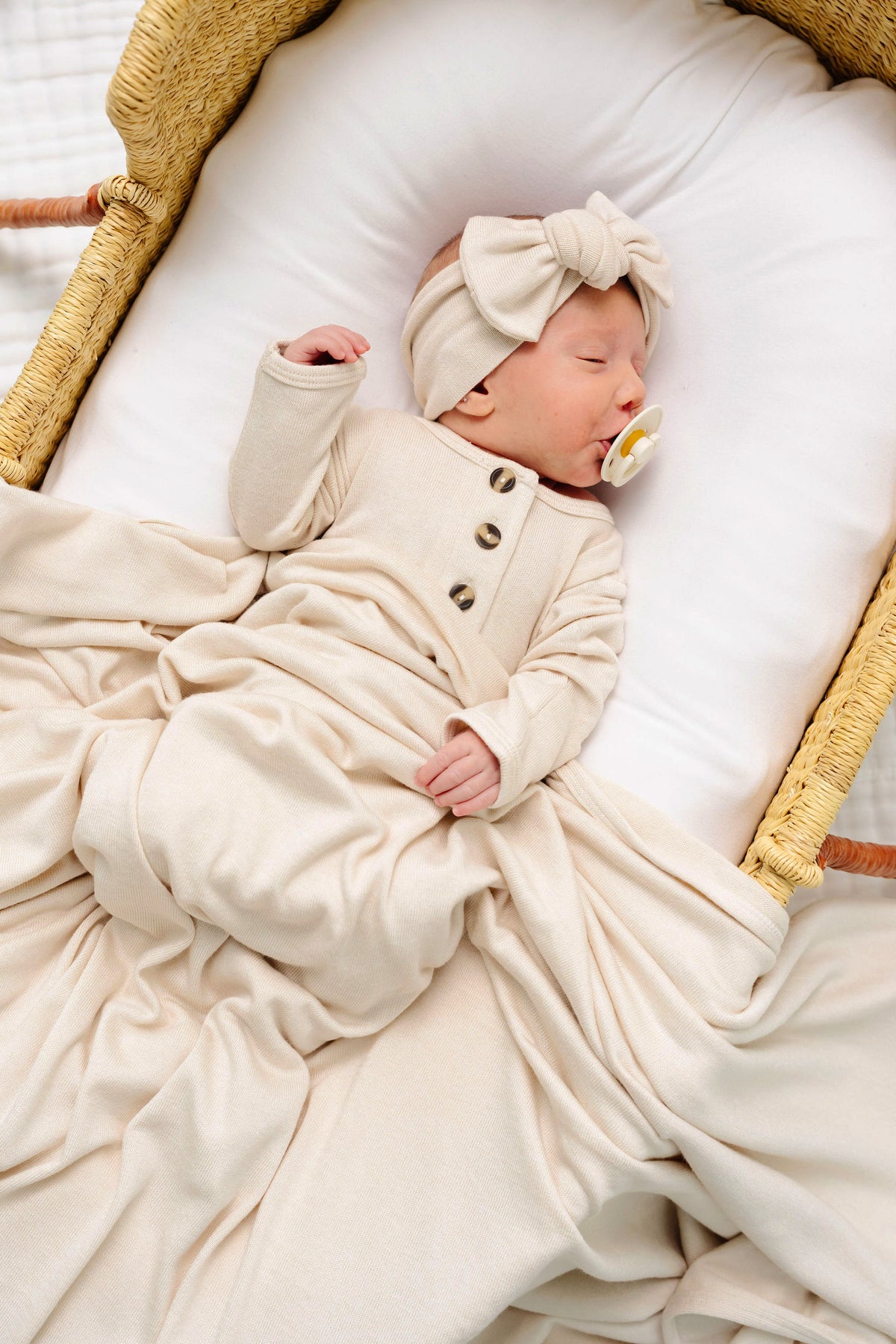Dakota Plush Knit Newborn Headband Bundle + Knotted Gown