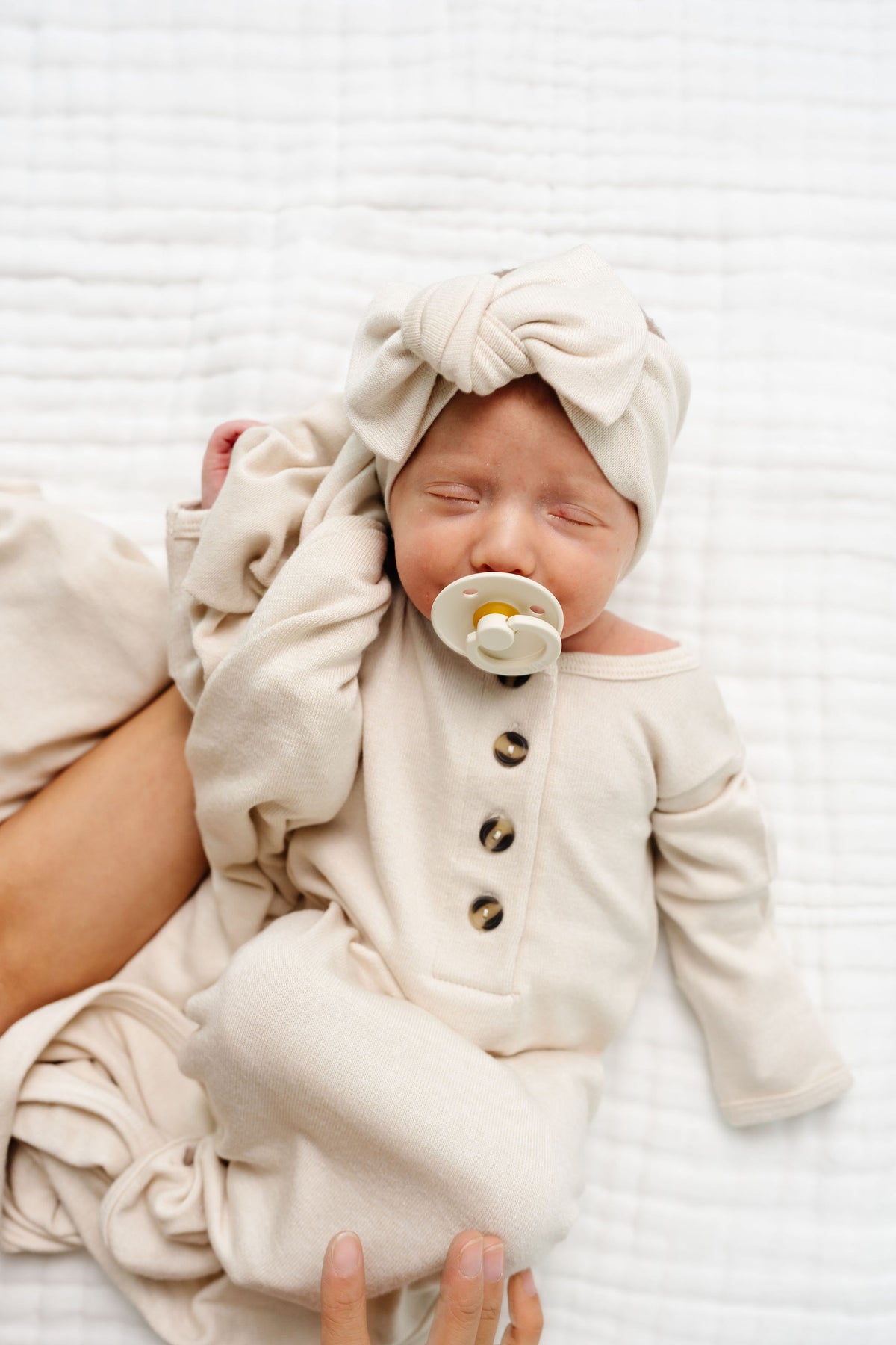 Dakota Plush Knit Newborn Headband Bundle + Knotted Gown