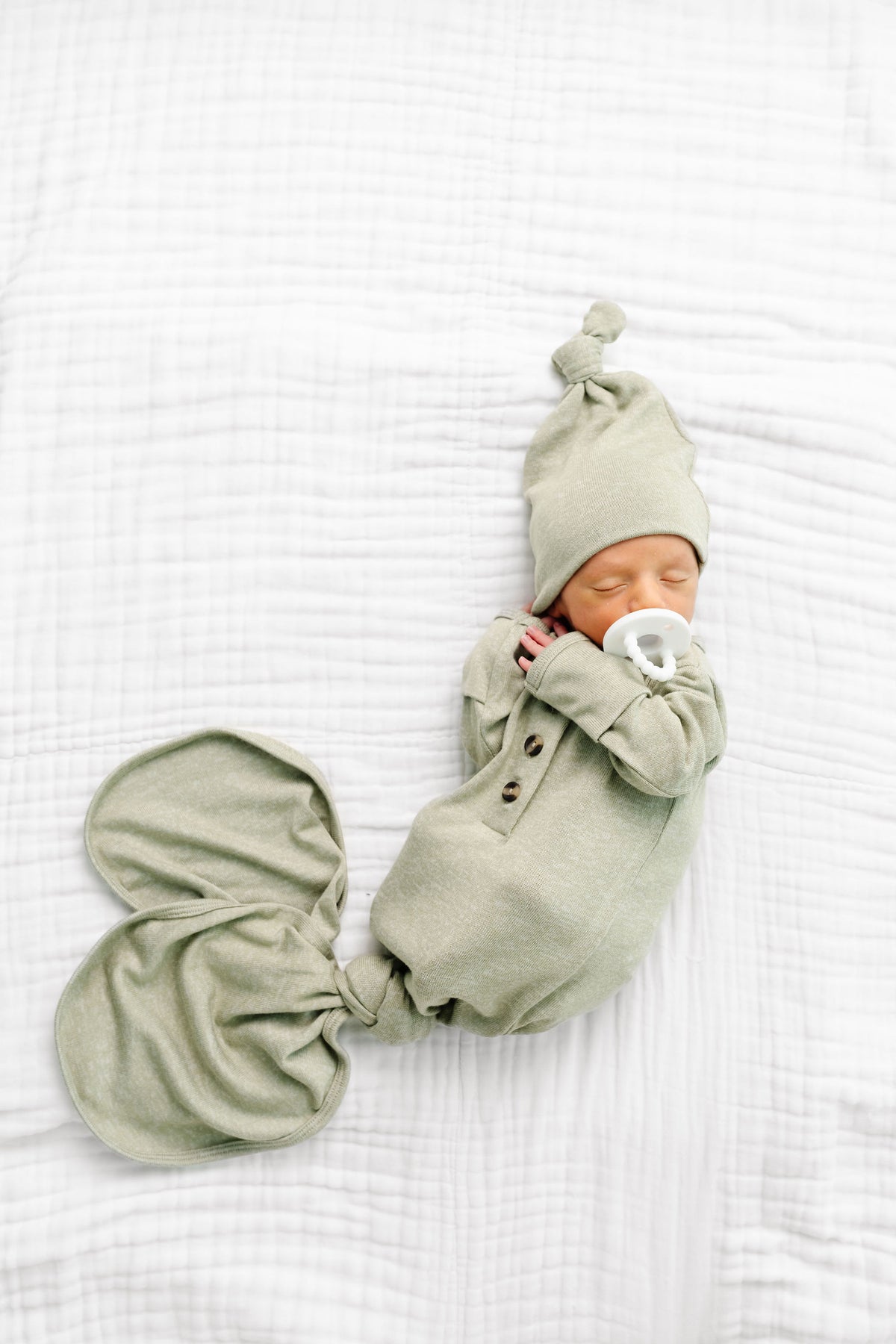 Collins Plush Knit Newborn Hat Bundle + Knotted Gown