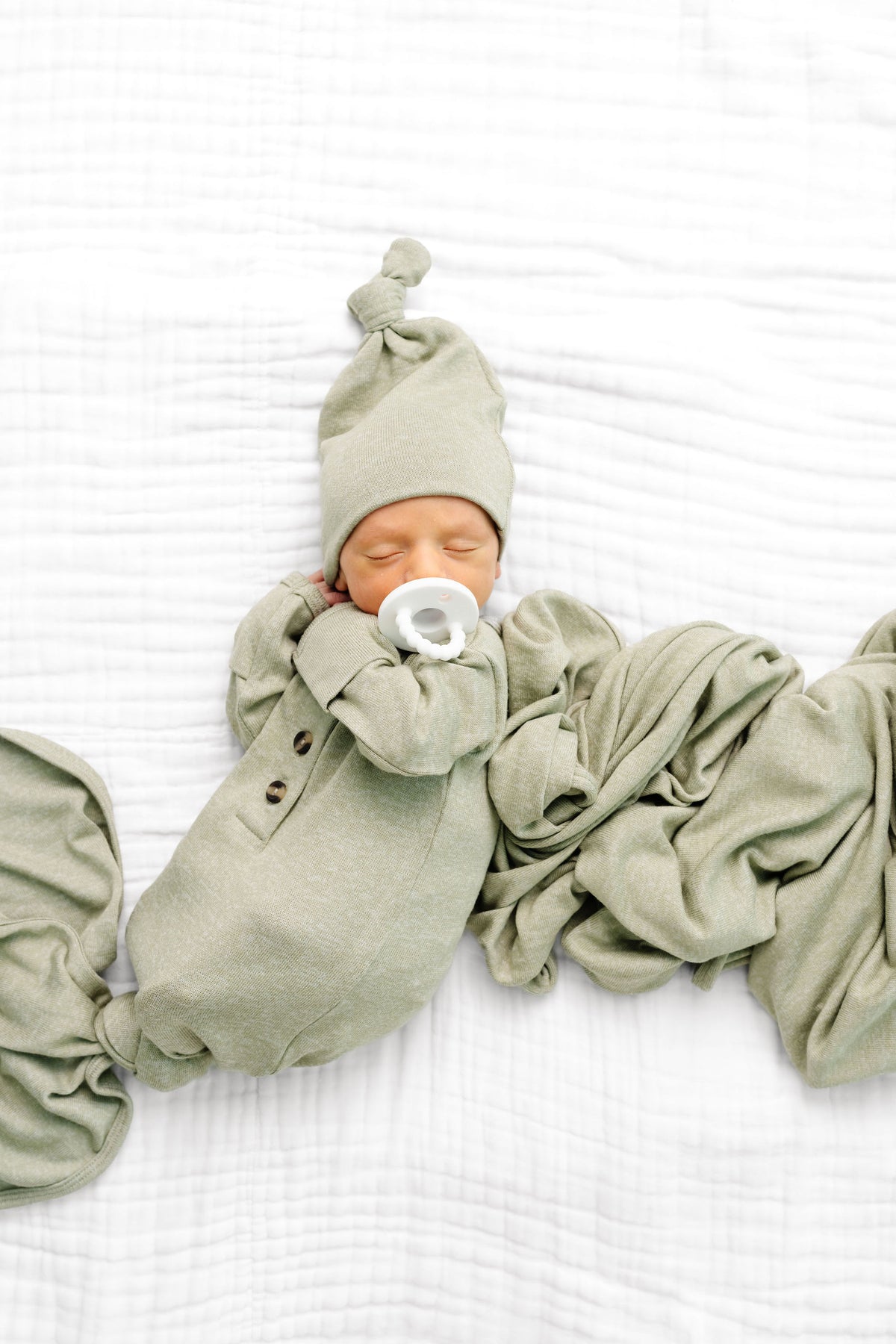 Collins Plush Knit Newborn Hat Bundle + Knotted Gown