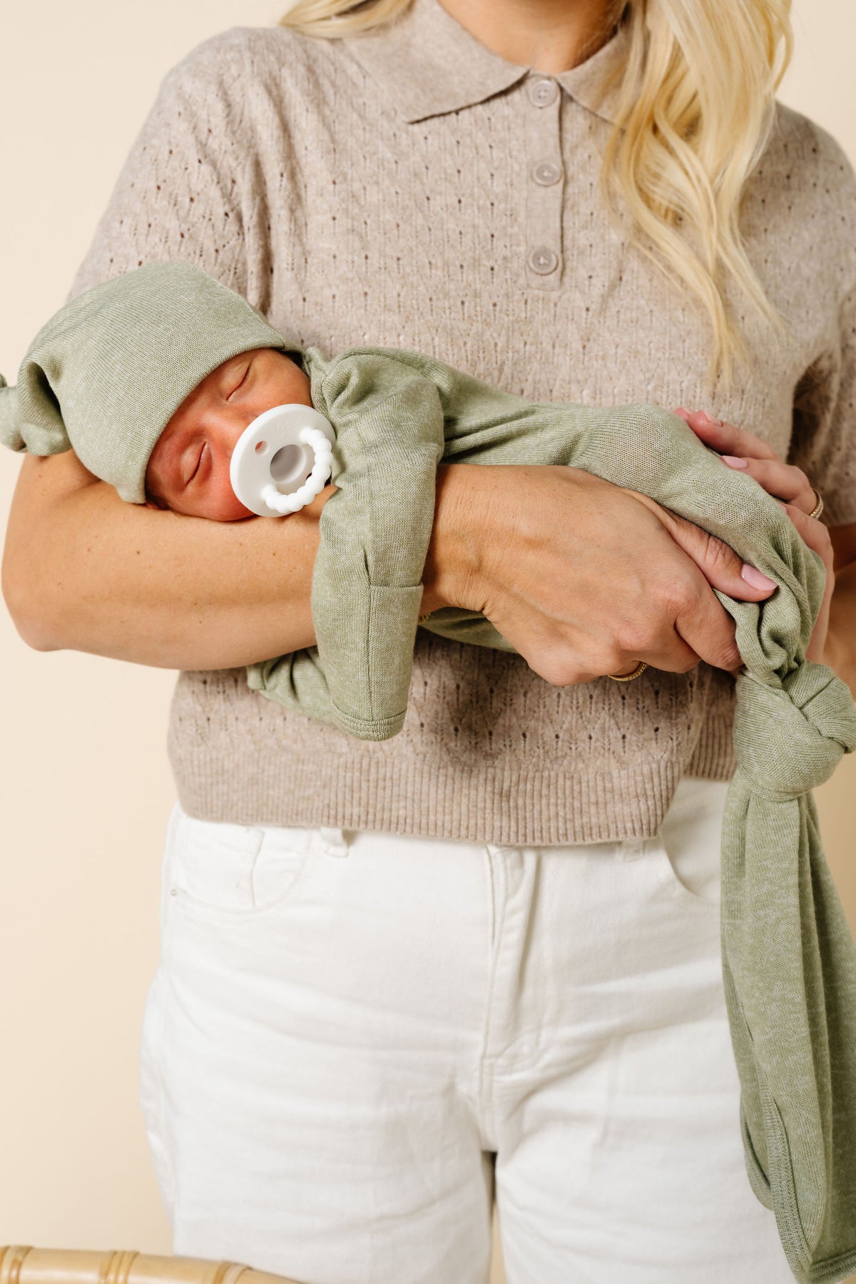 Collins Plush Knit Newborn Hat Bundle + Knotted Gown